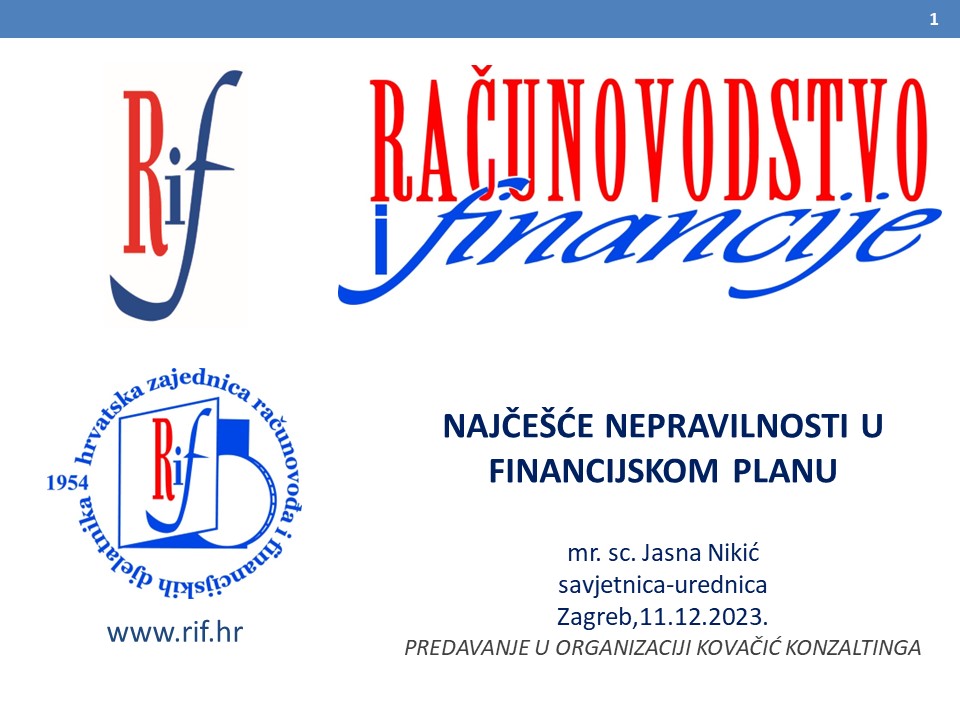 NAJČEŠĆE NEPRAVILNOSTI U  FINANCIJSKOM PLANU