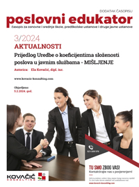 Dodatak časopisu broj 03/2024 -  Prijedlog Uredbe o koeficijentima složenosti poslova u javnim službama MIŠLJENJE