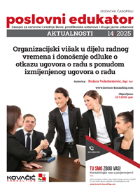 Dodatak časopisu broj 14/2025 - Organizacijski višak u dijelu radnog  vremena i donošenje odluke o  otkazu ugovora o radu s ponudom  izmijenjenog ugovora o radu