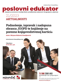 Dodatak časopisu broj 21/2023 - Podnošenje, ispravak i nadopuna obrasca JOOPD te knjiženje na porezno knjigovodstvenoj kartici