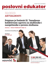 Dodatak časopisu broj 32/2023 - Potpisan je Dodatak III Temeljnom kolektivnom ugovoru za službenike i namještenike u javnim službama